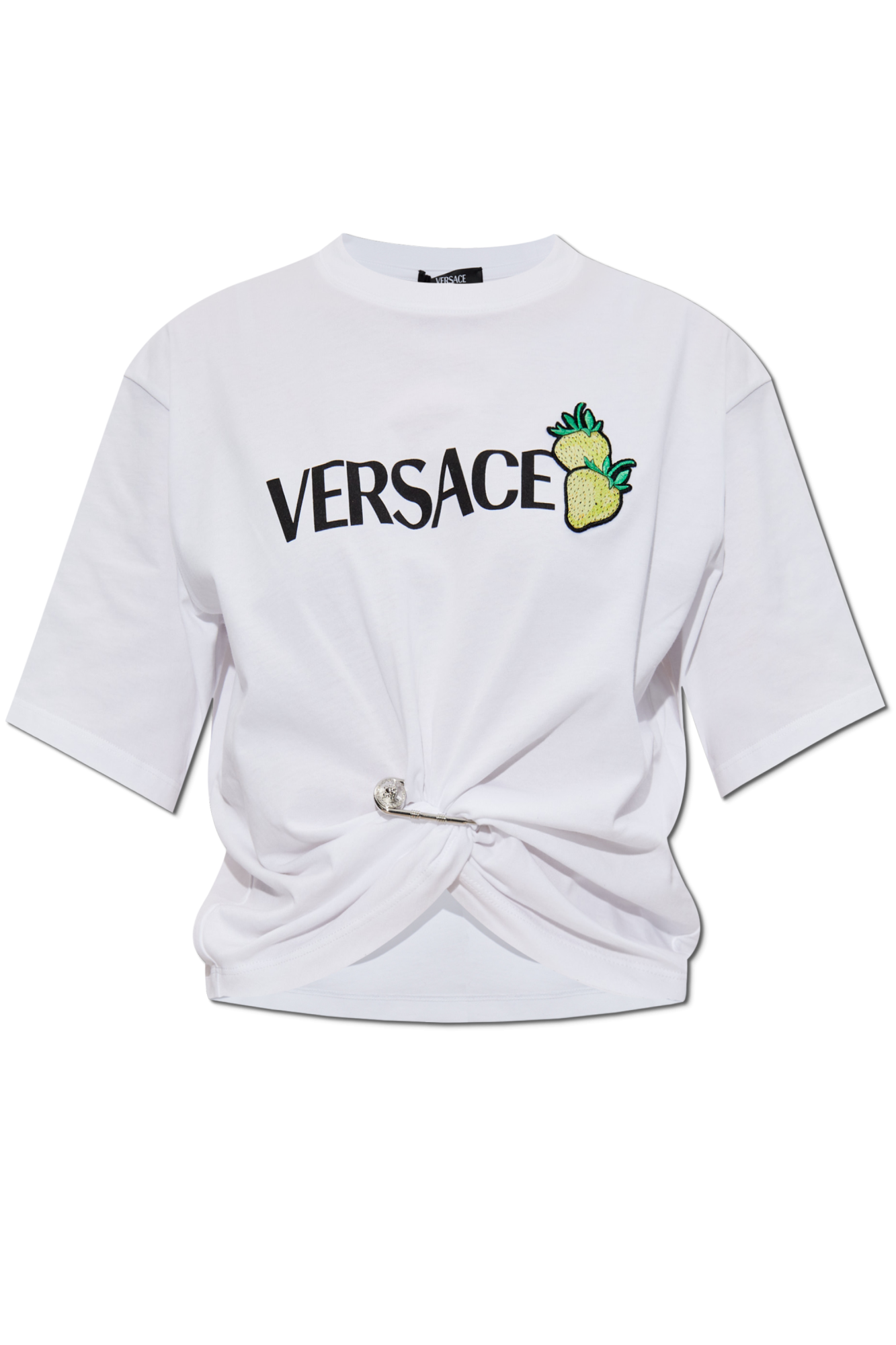 【海外配送可】【送料無料】 Versace T-shirt with appliqué and draping | Women's Clothing トップス